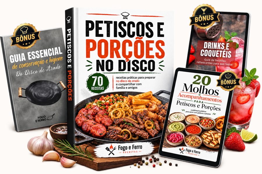 70 Petiscos e Porções no Disco de Arado - Ebook e bônus